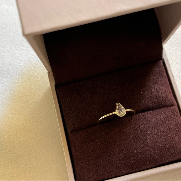 14K Yellow Solid Gold Tear Drop Ring - Picture 5 of 8